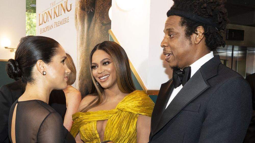 Herzogin Meghan, Beyoncé und ihr Ehemann Jay-Z bei der Premiere von &quot;König der Löwen&quot; 2019. 