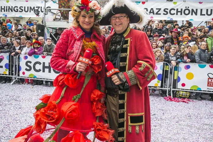 Sigrid Maurer und Erich Fuchs brachten dezn Grazer Faschingsumzug die Wohnzimmer in ganz Österreich.