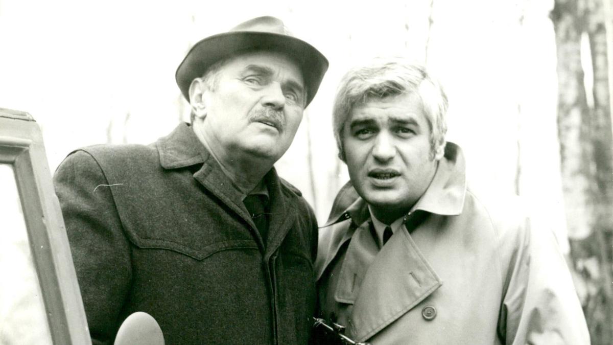 Peter Eschberg (rechts) mit Herbert Steinmetz im Film „Nerze nachts am Straßenrand“ (1973)