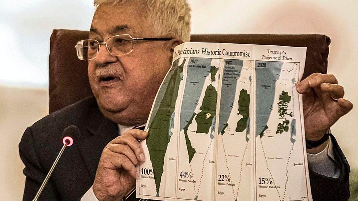 Abbas präsentiert die Palästinensergebiete von 1947 bis heute