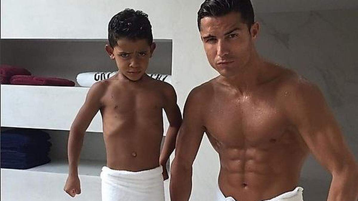 CR7 und sein Sprössling Cristiano Ronaldo junior sind ein eingespieltes Team