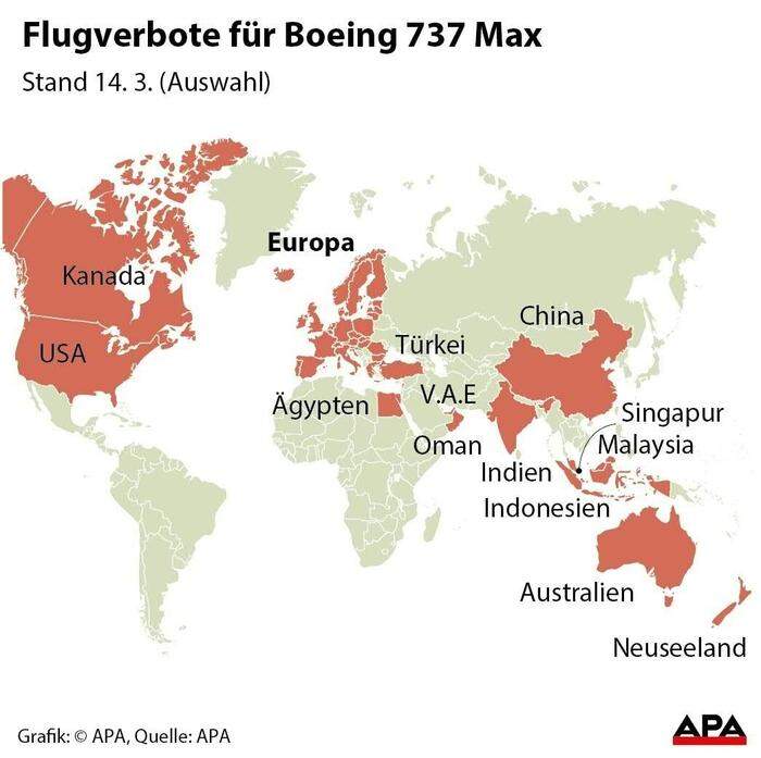 Flugverbote für Boeing 737 Max
