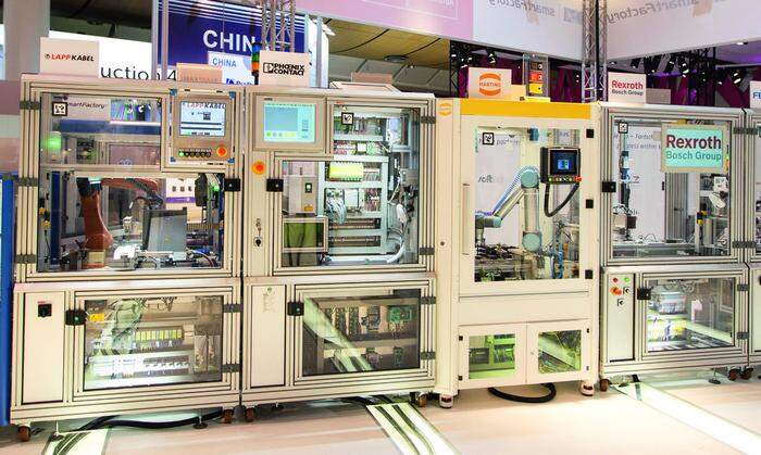 Smart Factory. Die hersteller­übergreifende Industrie-4.0-Versuchs­anlage wurde erstmals 2014 präsentiert	