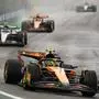 McLaren driver Lando Norris of Britain drives during the sprint race ahead of the Brazilian Formula One Grand Prix auto race at the Interlagos racetrack in Sao Paulo, Saturday, Nov. 8, 2025. (AP Photo/Andre Penner)