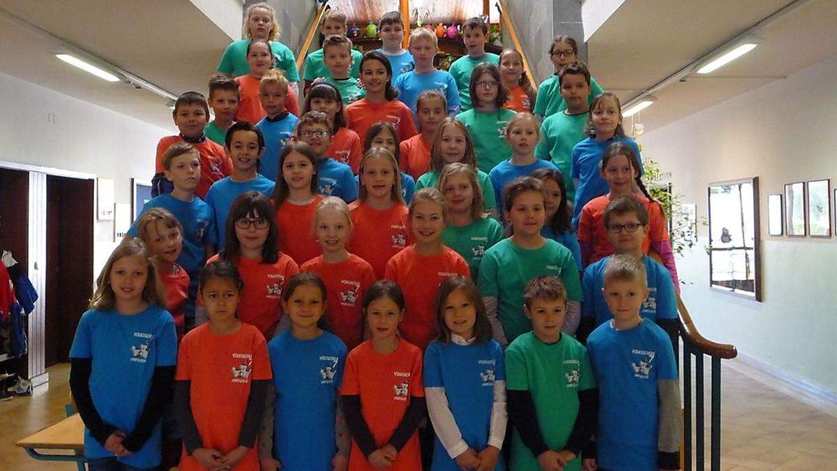 42 Kinder der zweiten bis vierten Klasse singen im Chor der VS Landskron. Ihr Repertoire reicht vom Kanon bis zu Volksliedern