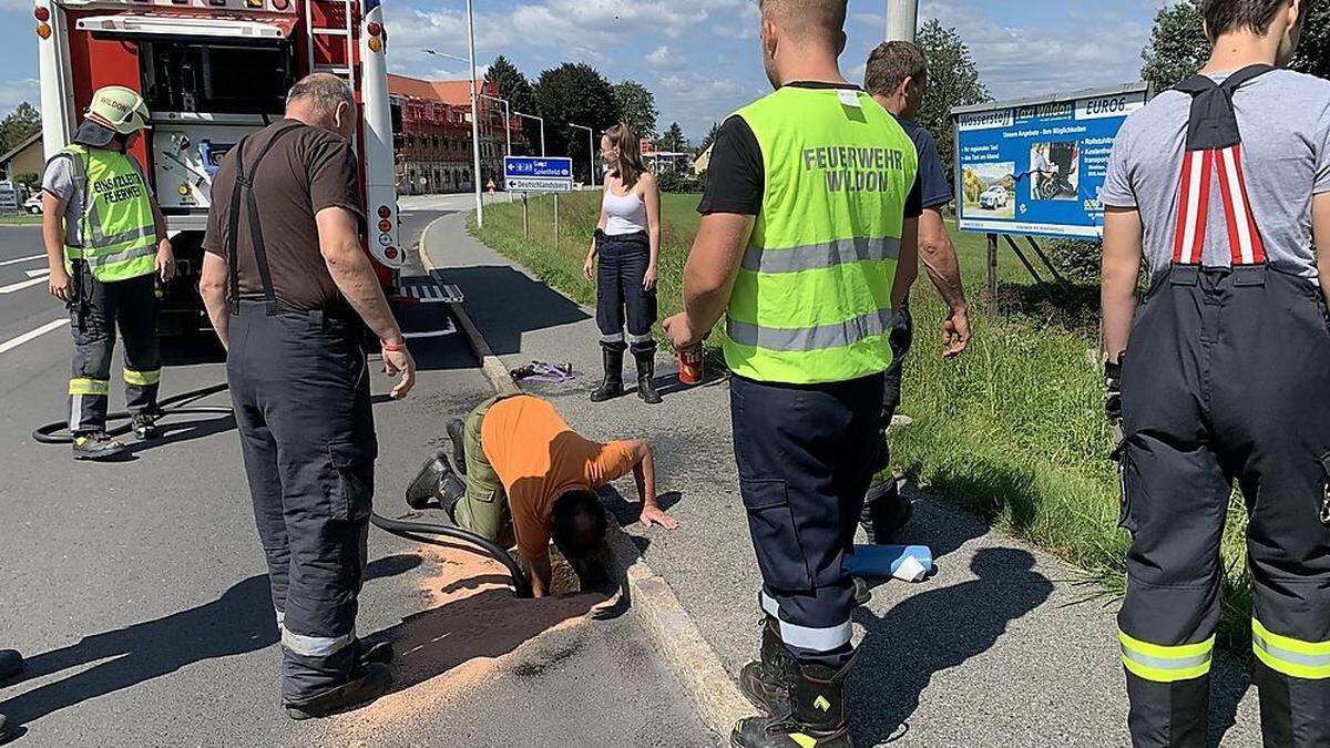 Die Feuerwehren Wildon und Lebring verhinderten eine Verunreinigung des Erdreichs