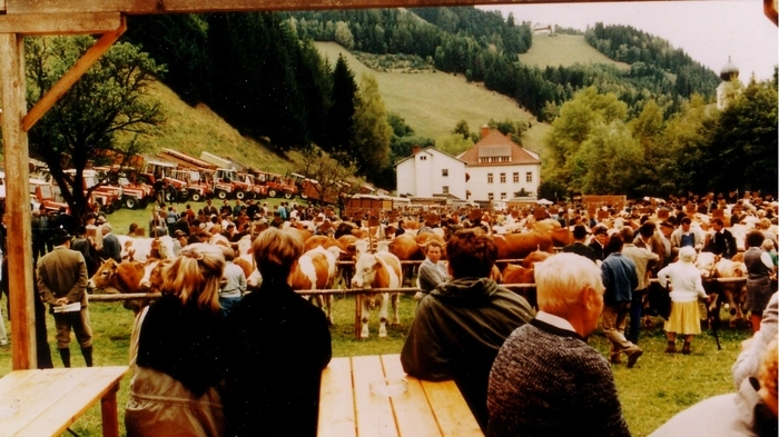 Der beliebte Viehmarkt im oststeirischen Gasen (ein Foto aus dem Jahr 1991)