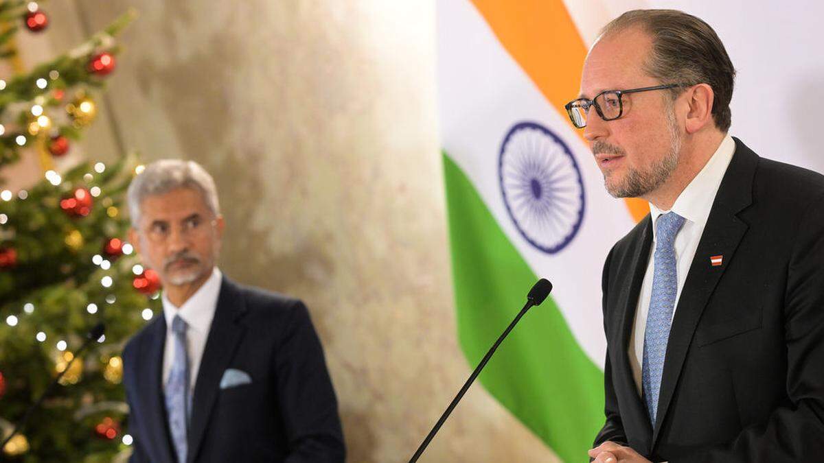 Außenminister Alexander Schallenberg mit seinem indischen Amtskollegen Subrahmanyam Jaishankar