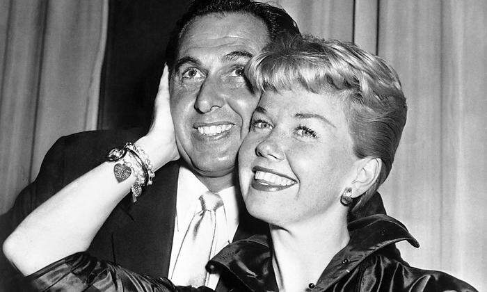 Die Schauspielerin 1955 mit ihrem Ehemann und Agenten Martin Melcher