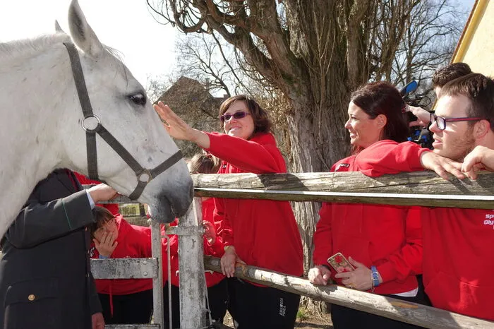 Die italienischen Athleten waren sehr angetan von den Lipizzanern.