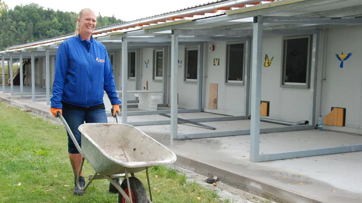 100.000 Euro kostet die Renovierung des Katzenfreigeheges - Leiterin Petra Eisl packt kräftig mit an