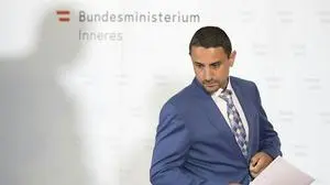 Der Leiter der Direktion für Staatsschutz und Nachrichtendienst (DSN) Omar Haijawi-Pirchner am Donnerstag, 29. Juni 2023, anlässlich einer Pressekonferenz mit dem Thema "Extremistische Gefährdungslage" in Wien.