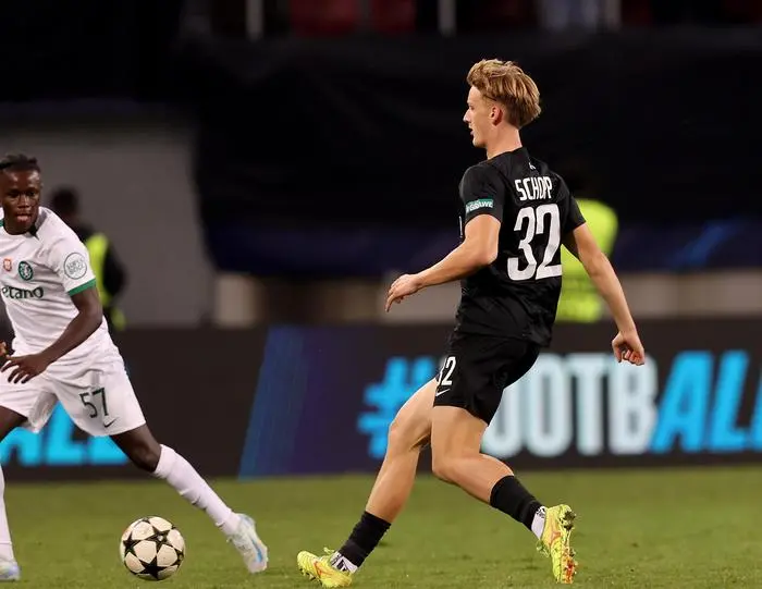 KLAGENFURT,AUSTRIA,22.OCT.24 - SOCCER - UEFA Champions League, SK Sturm Graz vs Sporting CP. Image shows Konstantin Schopp (Sturm).
Photo: GEPA pictures/ Hans Oberlaender 