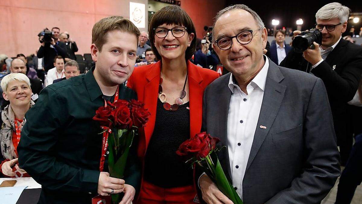 Kevin Kühnert, Saskia Esken und Norbert Walter-Borjans 