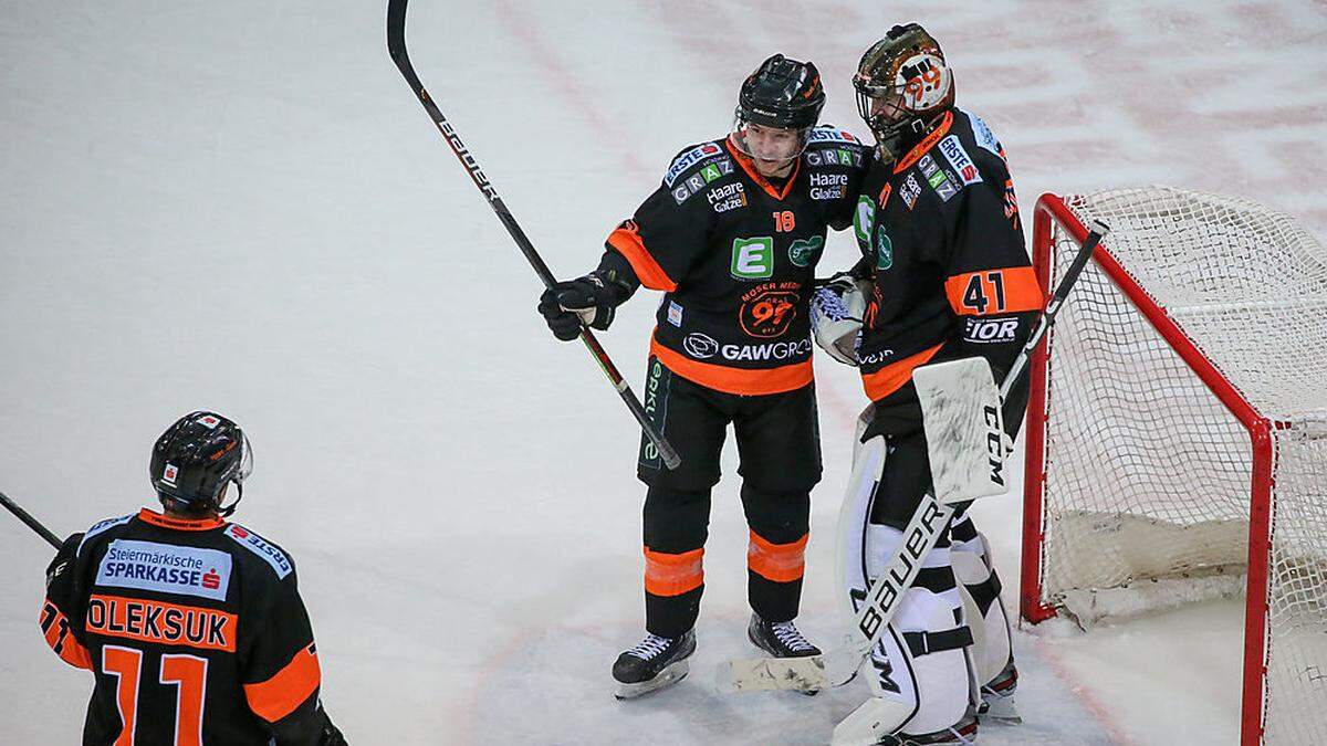 Das letzte Shutout datierte vom 18. Oktober, damals gewannen die Grazer gegen die Black Wings Linz im Bunker mit 4:0.