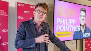 Philipp Pointner bei seiner Rede nach der Kür als Spitzenkandidat