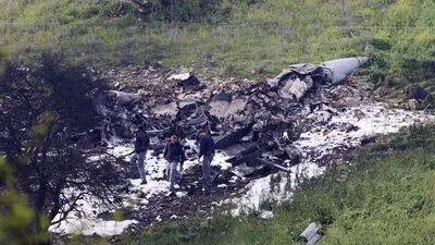 Der abgeschossene F-16-Jet im Norden Israels. 