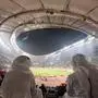 Feature, Khalifa International Stadion, mit zwei Maennern in traditioneller Kleidung, Nationalstadion, am 30.09.2019 Leichtathletik Weltmeisterschaft 2019 in Doha/ Katar, vom 27.09. - 10.10.2019.  *** Feature, Khalifa International Stadium, with two men in traditional dress, National Stadium, on 30 09 2019 World Athletics Championship 2019 in Doha Qatar, from 27 09 10 10 2019  