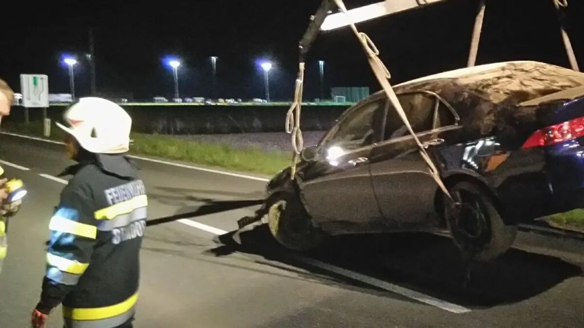 Das Fahrzeug wurde von der Feuerwehr Berndorf geborgen