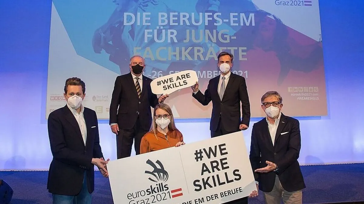 EuroSkills sollen Aufbruch signalisieren: Hermann Schützenhöfer, Siegfried Nagl, Harald Mahrer und Margarete Schramböck