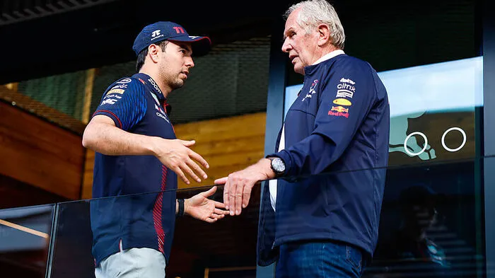 Sergio Perez und Helmut Marko im Gespräch