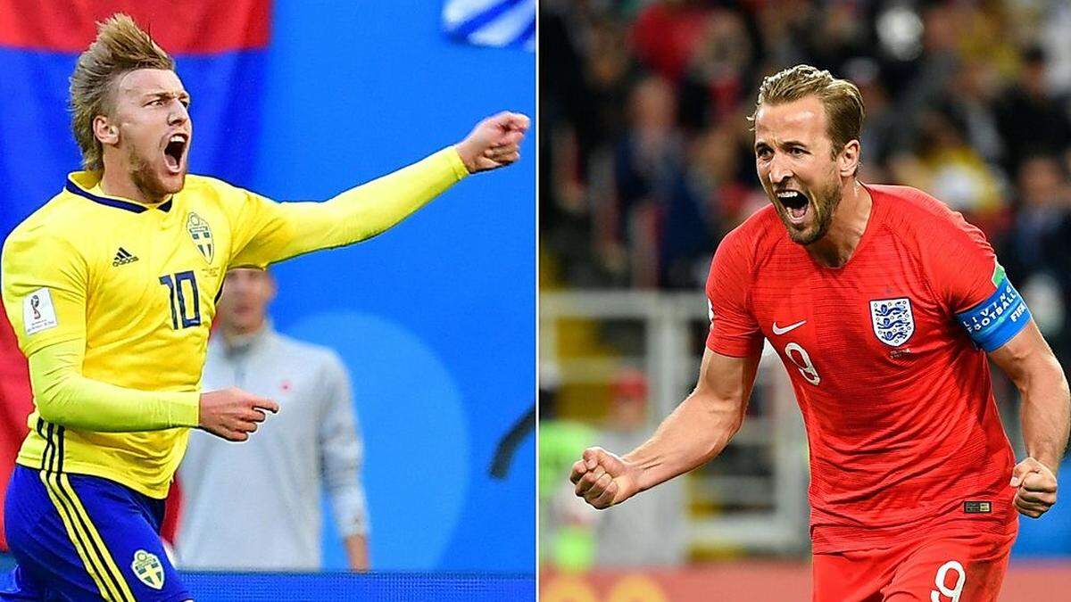 Emil Forsberg (links) und Harry Kane spielen heute um ein Halbfinal-Ticket