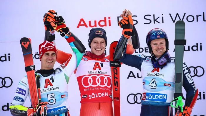  Marco Odermatt (SUI) Zan Kranjec (SLO) Henrik Kristoffersen (NOR)  Hier kommen Sie zum Rennbericht!