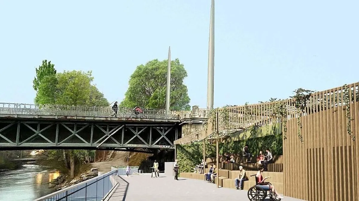 Begrünt und beschattet sind die Sitzstufen geplant