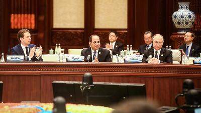 Sebastian Kurz, Ägyptens Staatschef Abdel Fattah al-Sisi und der russische Präsident Wladimir Putin beim Seidenstraßen-Forum 