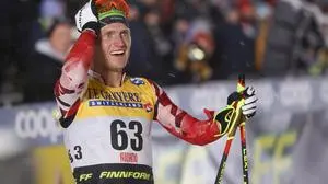 KUUSAMO,FINLAND,28.NOV.25 - NORDIC SKIING, CROSS COUNTRY SKIING - FIS World Cup, Nordic Opening, 10km classic, men. Image shows the rejoicing of Mika Vermeulen (AUT).
Photo: GEPA pictures/ Harald Steiner
