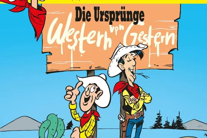 Album 100 "Lucky Luke. Die Ursprünge - Western von gestern" erscheint am 3. März 2021 als Soft- und Hardcover. Das Cover zeichnete Achdé nach Morris und zeigt beide Luke-Versionen.