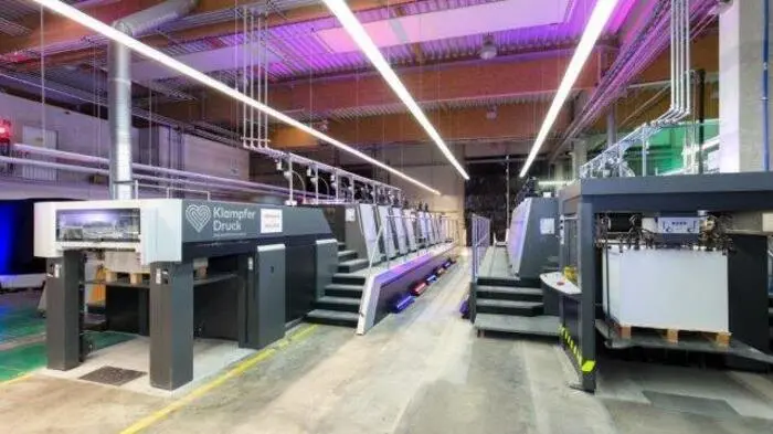 Der wahre Stargast des Events: die neue Druckmaschine Heidelberg XL 106
