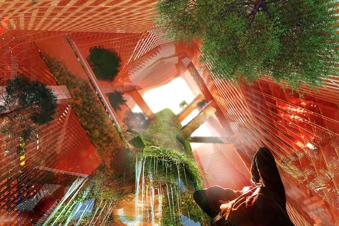 Das französische Architekturbüro Oxo hat das Projekt eines 450 Meter hohen Turms veröffentlicht, dessen begrüntes Innenleben für Klimatisierung sorgt.