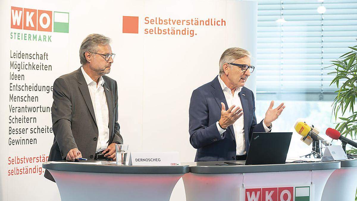 WK-Direktor Karl-Heinz Dernoschegg und WK-Präsident Josef Herk sehen eine gesunde steirische Wirtschaft