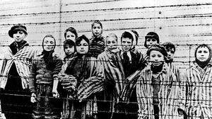 Kinder in Auschwitz. Das Bild entstand bei der Befreiung des Lagers durch die Rote Armee 