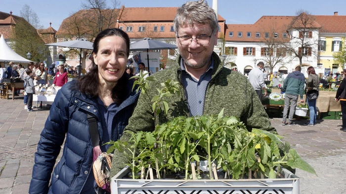 Eine Vielzahl Garten- und Pflanzfreunde besuchten den Markt und deckten sich mit Jungpflanzen für den eigenen Garten ein.