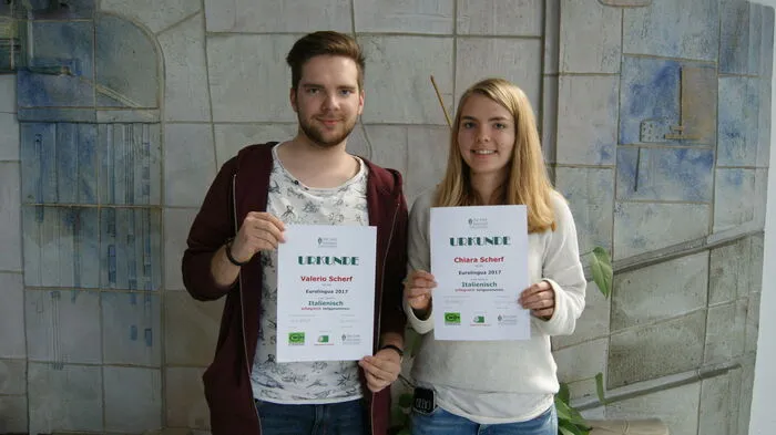 Valerio und Chiara Scherf vom Borg Birkfeld zeigten ihr Können in Italienisch