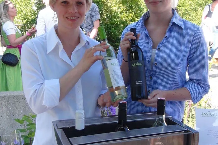 Im Zuge der beginnenden stimmungsvollen Abenddämmerung gab es auf der Terrasse auch noch extra gereifte Edeltröpferl aus Großflaschen zu verkosten. Mit lässigem „Fuixjazz“ begleitete die Band „Quetschen Klampfa“ das Weinpublikum und die Vertreter der ARGE Sernauberg in ein grandioses Finale.