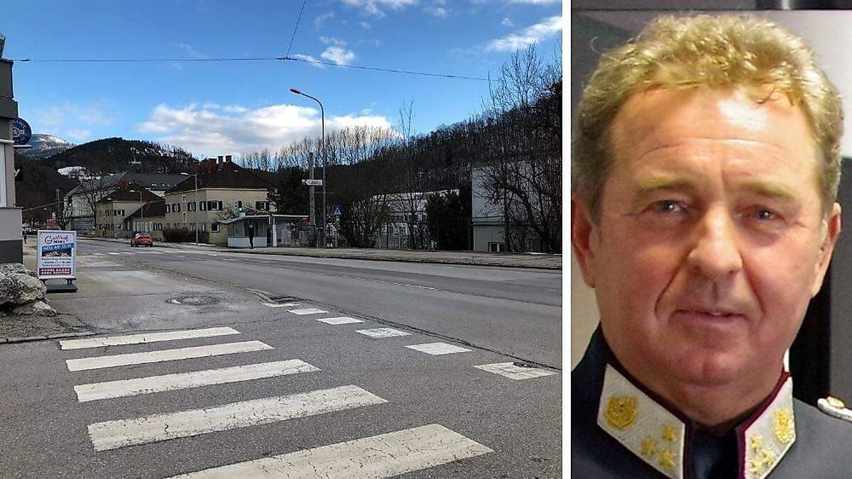 Die Mariazellerstraße im Kapfenberger Stadtteil Redfeld, Chefinspektor Helmut Röthel