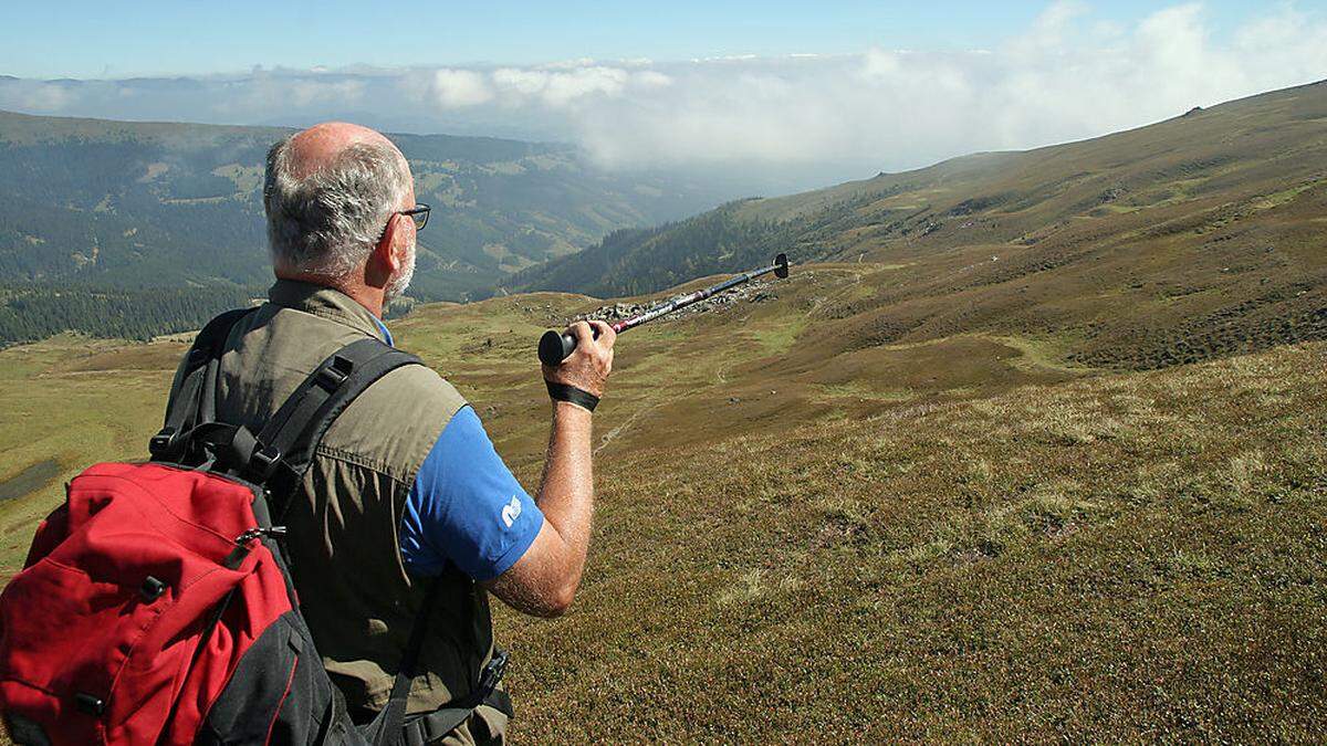 Heimo Stadlbauer auf der Saualpe im Bereich zwischen Ladinger Spitz und Getrusk