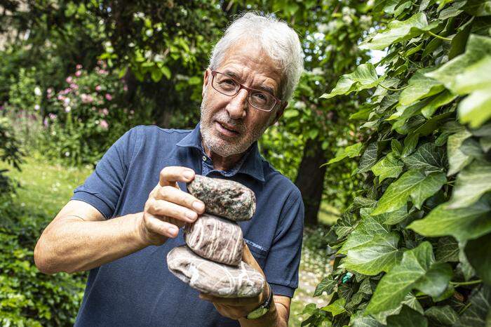 Freudenberger sammelt seit Jahren Steine aus dem Tagliamento