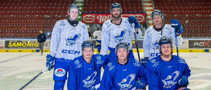 Neu dabei: Scott Walford, Ryan Sproul, Lukas Schreier (oben, von links), Linus Andersson, Sean Larochelle und Julian Metzler (unten, von links)