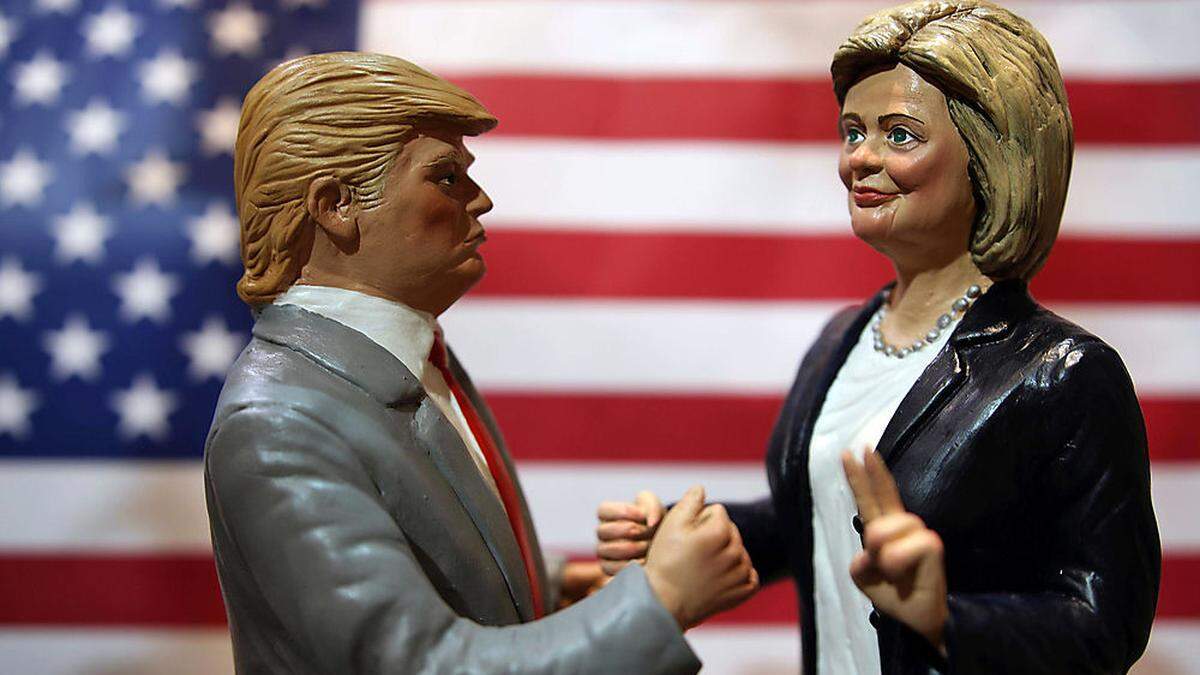 Clinton und Trump als Plastilinfiguren