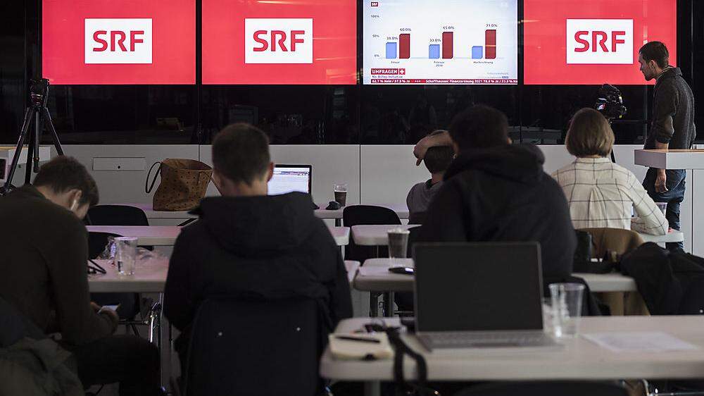 SRF = Schweizer Radio und Fernsehen, SRG = Schweizerische Radio- und Fernsehgesellschaft 