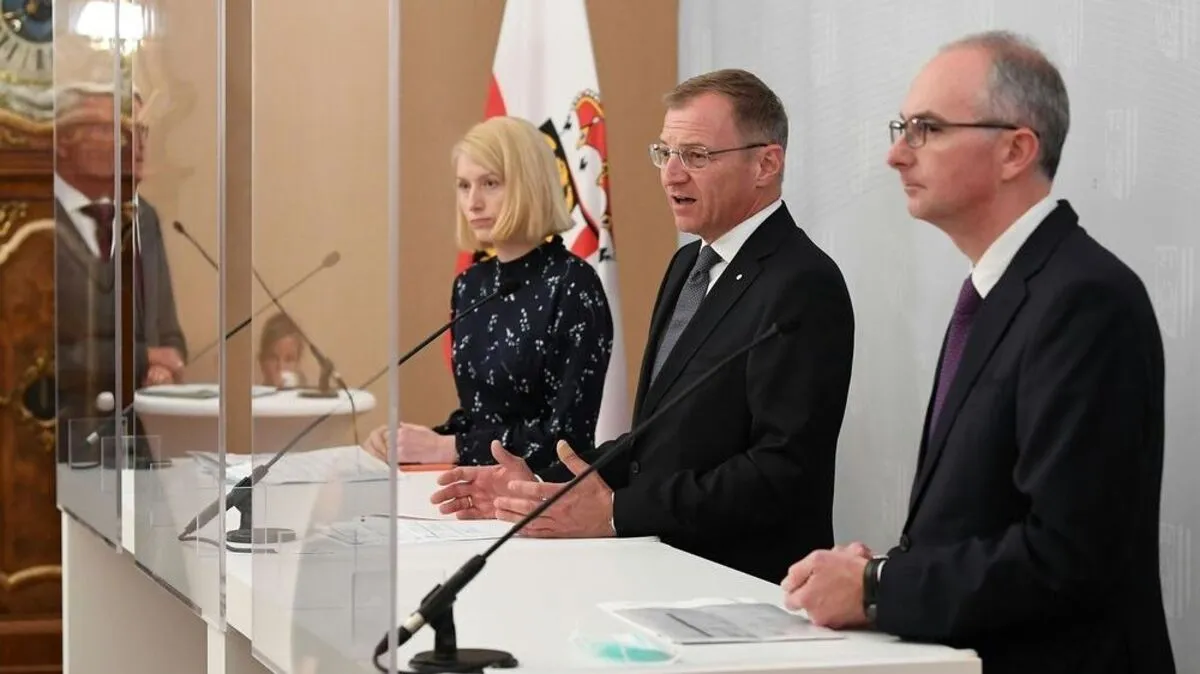 Haberlander, Stelzer und Lamprecht traten heute vor die Presse.