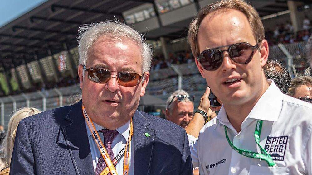 Ring-Manager Philipp Berkessy mit LH Hermann Schützenhöfer beim Formel-1-GP 2019