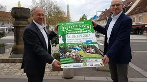 TUS-Obmann Erwin Klobasa und Bürgermeister Josef Ober präsentierten den Sonnwendlauf