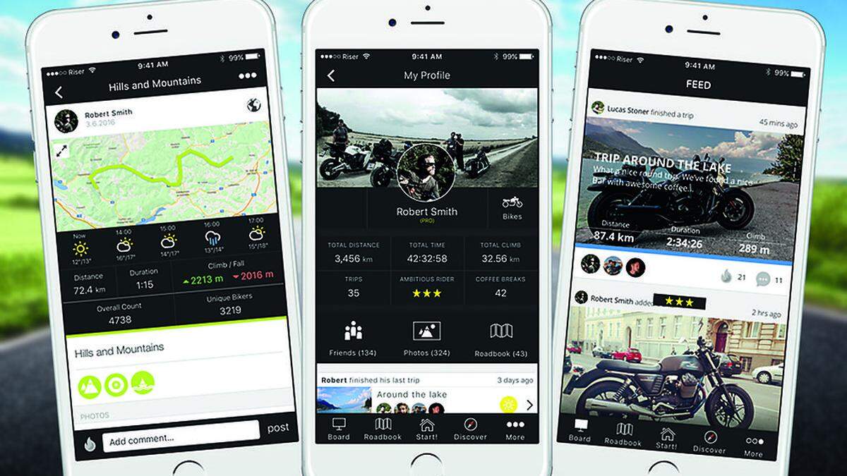 Über die Riser App kann man weltweit Motorrad-Strecken erkunden
