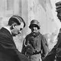 (Original Caption) Hitler greets President Hindenburg with a handshake and a deferential bow of the head on "Potsdam Day", march 21, 1933.