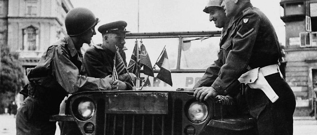Österreichweit das Symbol für die Besetzung: „Die vier im Jeep“, die Wiener Patrouille der Militärpolizisten der vier Besatzungsmächte